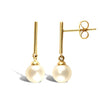 9ct yellow gold drop 6.5mm pearl stud earrings