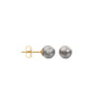 6-7mm premium quality grey cultured pearl Stud Earrings with a 9ct yellow gold post and butterfly fitting.