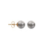 6-7mm premium quality grey cultured pearl Stud Earrings with a 9ct yellow gold post and butterfly fitting.