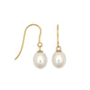 9.5mm premium quality cultured pearl drop Earrings with a 9ct yellow gold Shepherd's Hook fitting.