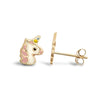 9ct Yellow Enamelled Unicorn Stud Earrings