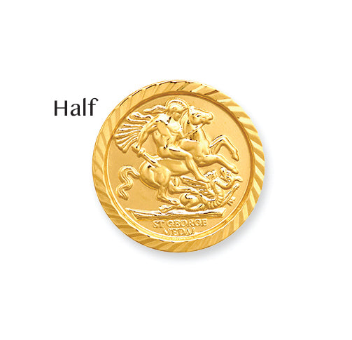 Jewellery - 9ct Gold George & Dragon Half Sovereign Size Insert - by Hearts Forever Jewellers