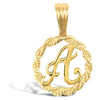 Necklace - 9ct Yellow Gold Rope initial Pendant - by Hearts Forever Jewellers