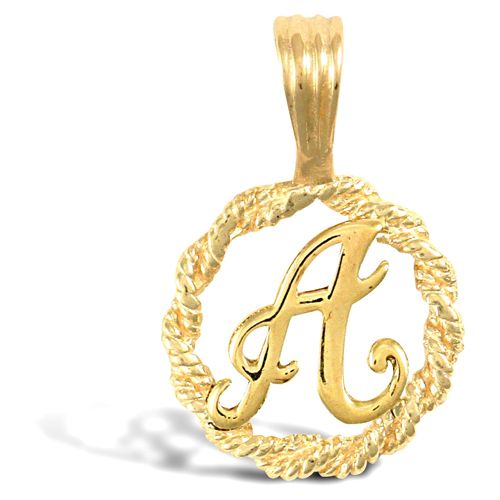 Necklace - 9ct Yellow Gold Rope initial Pendant - by Hearts Forever Jewellers