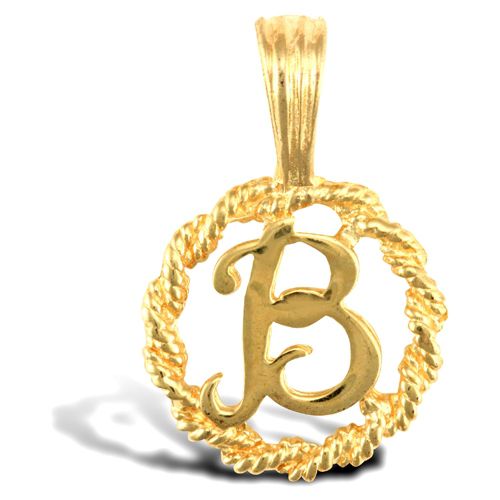 Necklace - 9ct Yellow Gold Rope initial Pendant - by Hearts Forever Jewellers