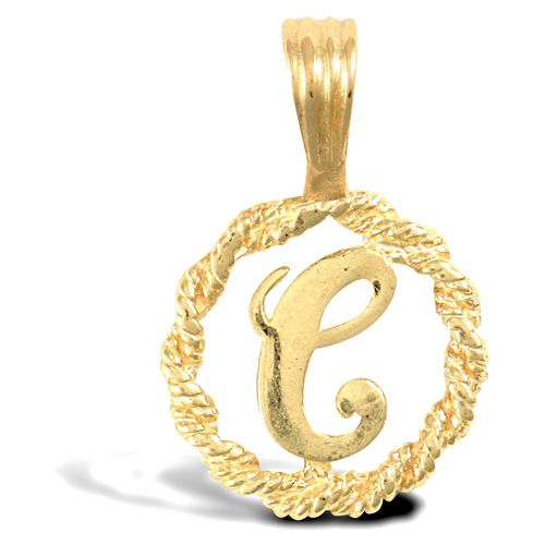 Necklace - 9ct Yellow Gold Rope initial Pendant - by Hearts Forever Jewellers