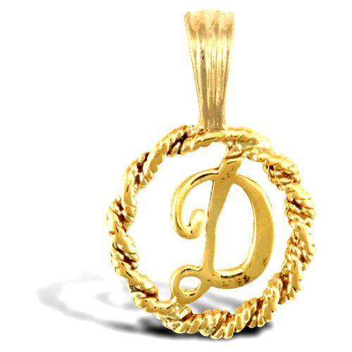 Necklace - 9ct Yellow Gold Rope initial Pendant - by Hearts Forever Jewellers