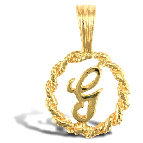 Necklace - 9ct Yellow Gold Rope initial Pendant - by Hearts Forever Jewellers
