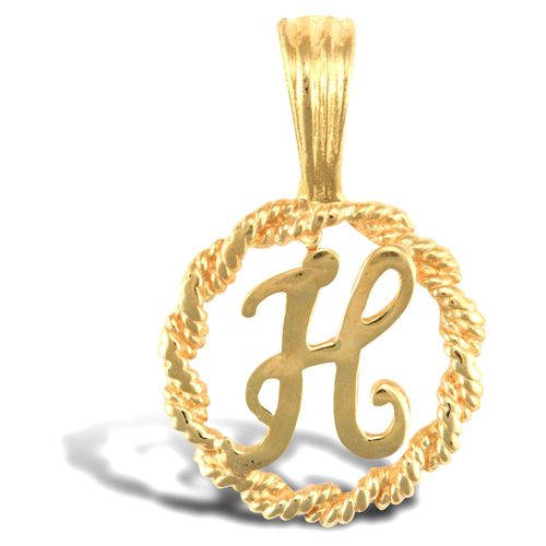 Necklace - 9ct Yellow Gold Rope initial Pendant - by Hearts Forever Jewellers