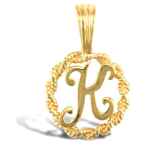 Necklace - 9ct Yellow Gold Rope initial Pendant - by Hearts Forever Jewellers