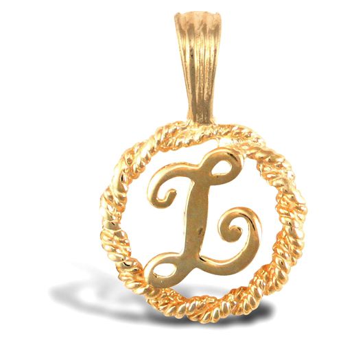 Necklace - 9ct Yellow Gold Rope initial Pendant - by Hearts Forever Jewellers
