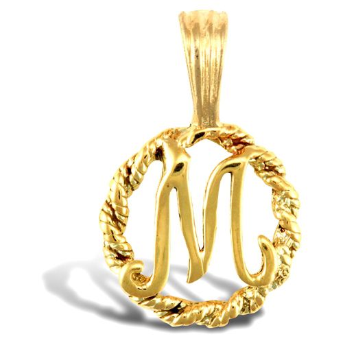 Necklace - 9ct Yellow Gold Rope initial Pendant - by Hearts Forever Jewellers