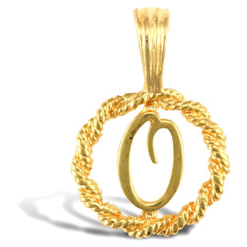Necklace - 9ct Yellow Gold Rope initial Pendant - by Hearts Forever Jewellers
