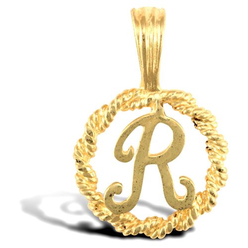 Necklace - 9ct Yellow Gold Rope initial Pendant - by Hearts Forever Jewellers
