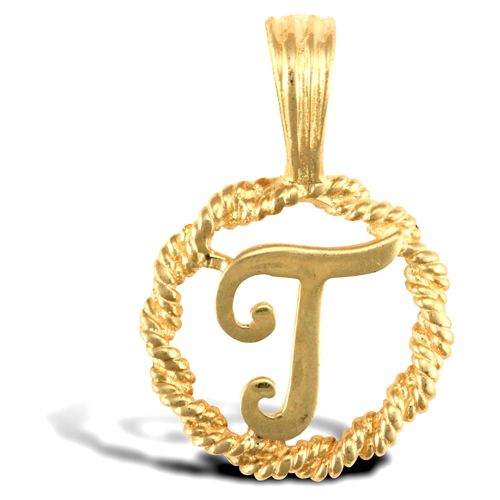 Necklace - 9ct Yellow Gold Rope initial Pendant - by Hearts Forever Jewellers