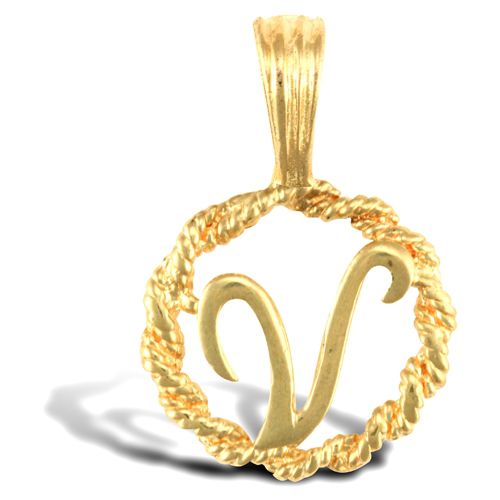 Necklace - 9ct Yellow Gold Rope initial Pendant - by Hearts Forever Jewellers