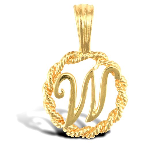 Necklace - 9ct Yellow Gold Rope initial Pendant - by Hearts Forever Jewellers