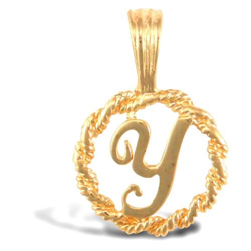 Necklace - 9ct Yellow Gold Rope initial Pendant - by Hearts Forever Jewellers