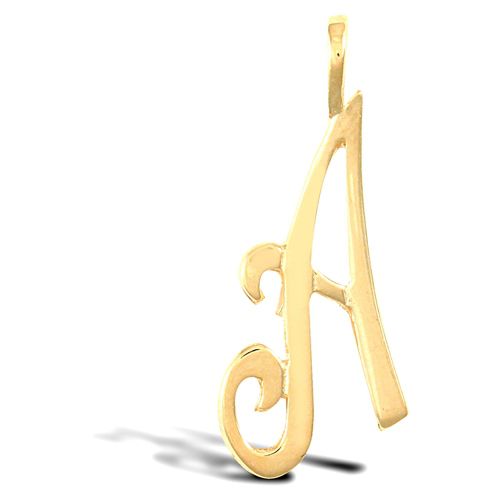 Necklace - 9ct Yellow Gold Polished Script Initial Pendant - by Hearts Forever Jewellers