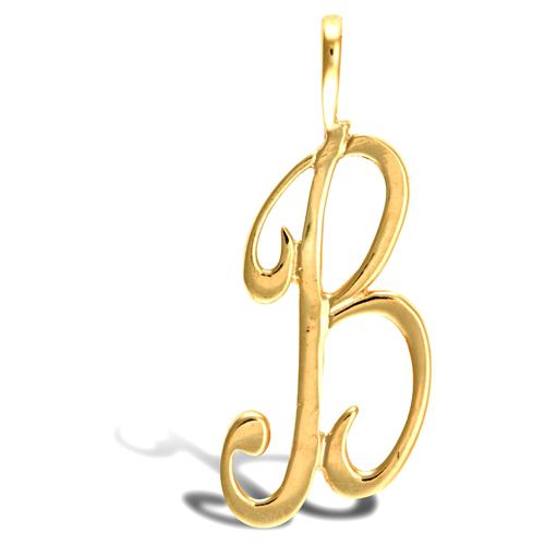 Necklace - 9ct Yellow Gold Polished Script Initial Pendant - by Hearts Forever Jewellers