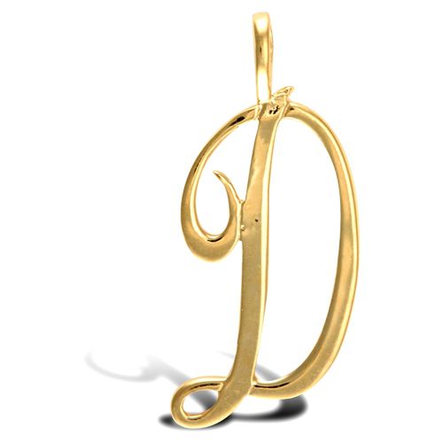 Necklace - 9ct Yellow Gold Polished Script Initial Pendant - by Hearts Forever Jewellers