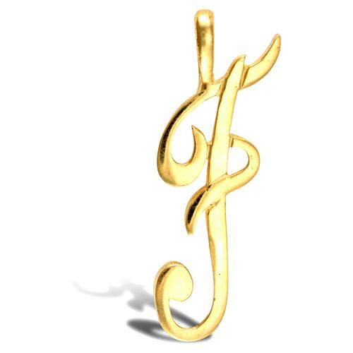 Necklace - 9ct Yellow Gold Polished Script Initial Pendant - by Hearts Forever Jewellers
