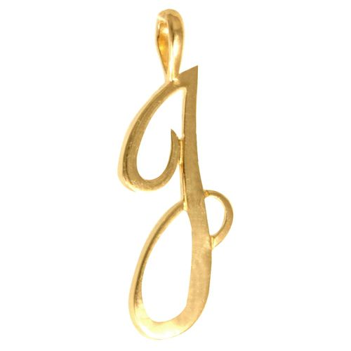 Necklace - 9ct Yellow Gold Polished Script Initial Pendant - by Hearts Forever Jewellers