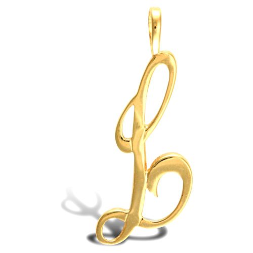Necklace - 9ct Yellow Gold Polished Script Initial Pendant - by Hearts Forever Jewellers