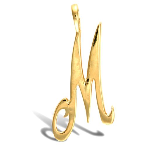 Necklace - 9ct Yellow Gold Polished Script Initial Pendant - by Hearts Forever Jewellers