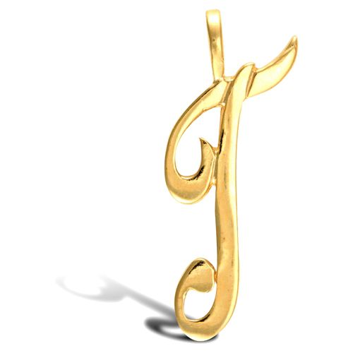 Necklace - 9ct Yellow Gold Polished Script Initial Pendant - by Hearts Forever Jewellers