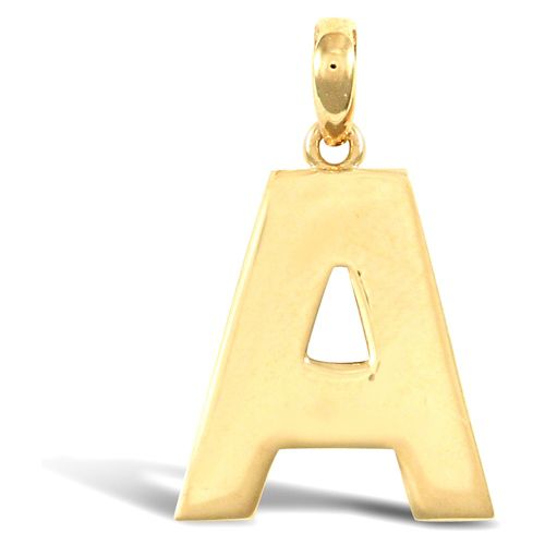 Necklace - 9ct Yellow Gold Plain Initial Pendant - by Hearts Forever Jewellers