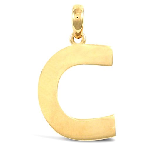 Necklace - 9ct Yellow Gold Plain Initial Pendant - by Hearts Forever Jewellers