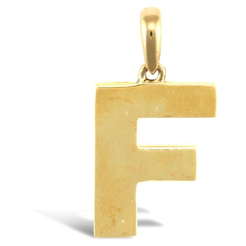 Necklace - 9ct Yellow Gold Plain Initial Pendant - by Hearts Forever Jewellers