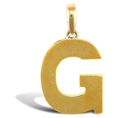 Necklace - 9ct Yellow Gold Plain Initial Pendant - by Hearts Forever Jewellers