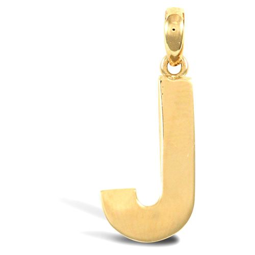 Necklace - 9ct Yellow Gold Plain Initial Pendant - by Hearts Forever Jewellers