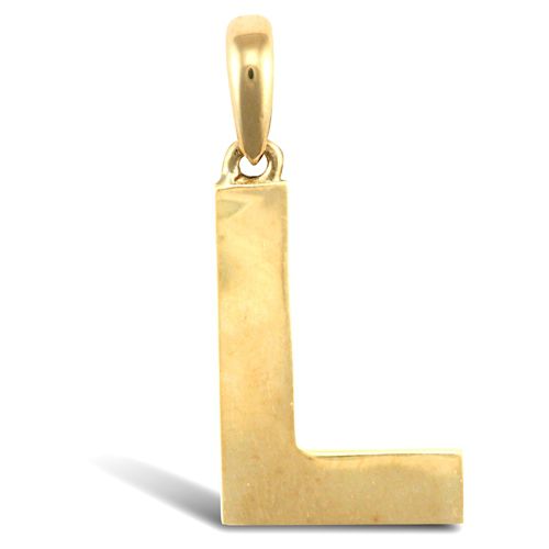 Necklace - 9ct Yellow Gold Plain Initial Pendant - by Hearts Forever Jewellers