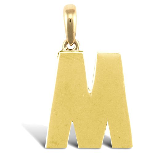 Necklace - 9ct Yellow Gold Plain Initial Pendant - by Hearts Forever Jewellers