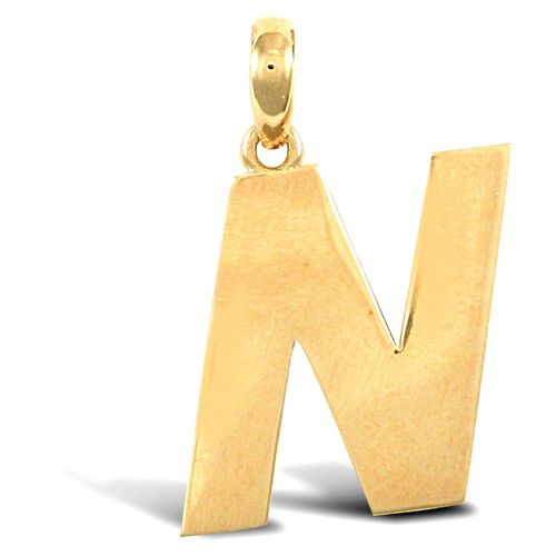 Necklace - 9ct Yellow Gold Plain Initial Pendant - by Hearts Forever Jewellers
