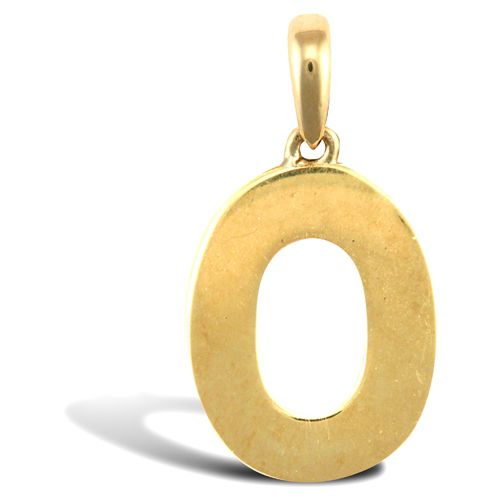 Necklace - 9ct Yellow Gold Plain Initial Pendant - by Hearts Forever Jewellers