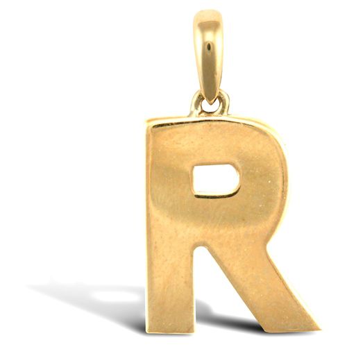 Necklace - 9ct Yellow Gold Plain Initial Pendant - by Hearts Forever Jewellers