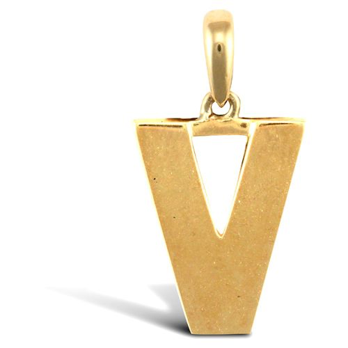 Necklace - 9ct Yellow Gold Plain Initial Pendant - by Hearts Forever Jewellers