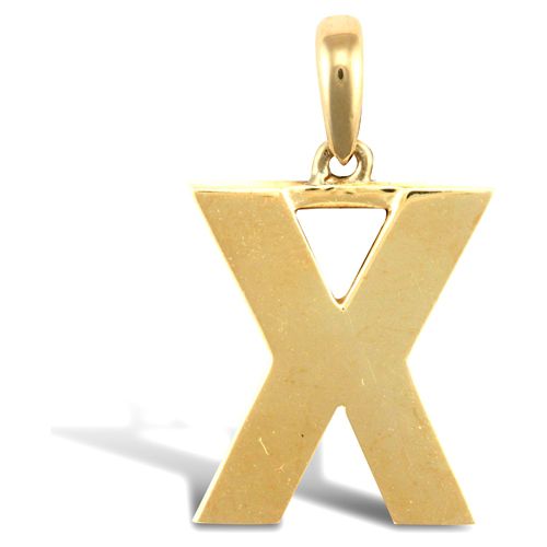 Necklace - 9ct Yellow Gold Plain Initial Pendant - by Hearts Forever Jewellers