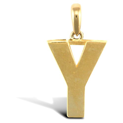 Necklace - 9ct Yellow Gold Plain Initial Pendant - by Hearts Forever Jewellers