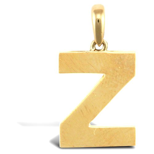 Necklace - 9ct Yellow Gold Plain Initial Pendant - by Hearts Forever Jewellers