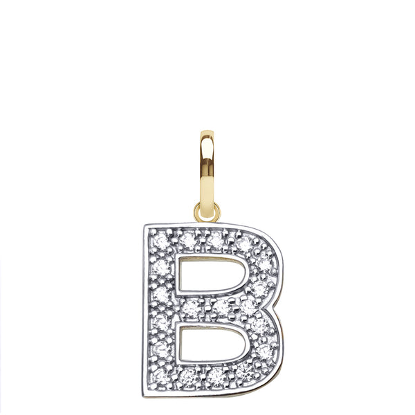 Cubic Zirconia Necklace - 9ct Yellow Gold Cubic Zirconia Initial Pendant - by Hearts Forever Jewellers