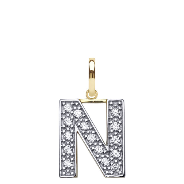 Cubic Zirconia Necklace - 9ct Yellow Gold Cubic Zirconia Initial Pendant - by Hearts Forever Jewellers