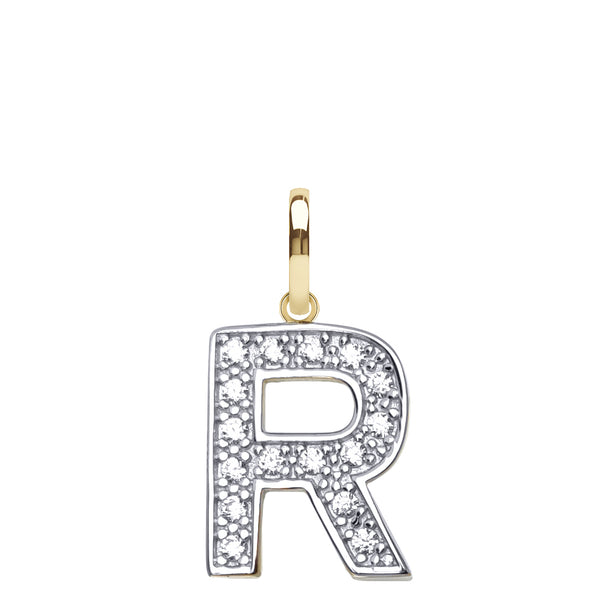 Cubic Zirconia Necklace - 9ct Yellow Gold Cubic Zirconia Initial Pendant - by Hearts Forever Jewellers