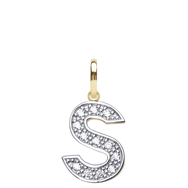 Cubic Zirconia Necklace - 9ct Yellow Gold Cubic Zirconia Initial Pendant - by Hearts Forever Jewellers