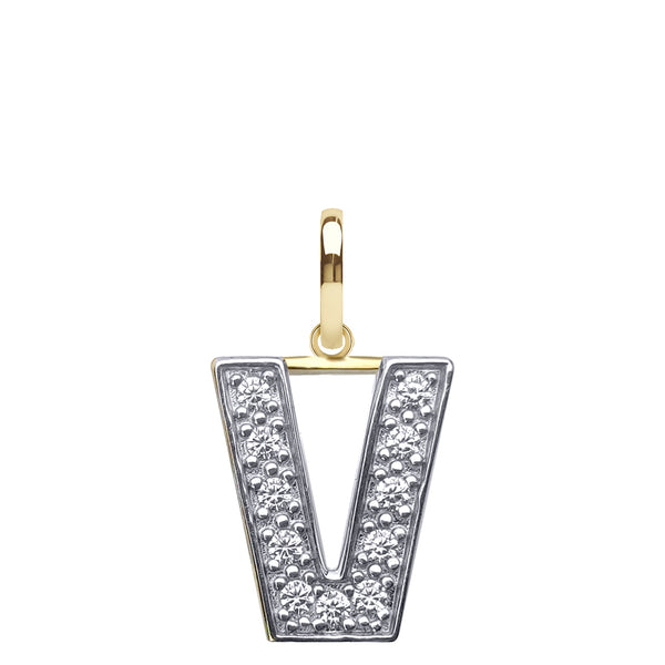 Cubic Zirconia Necklace - 9ct Yellow Gold Cubic Zirconia Initial Pendant - by Hearts Forever Jewellers
