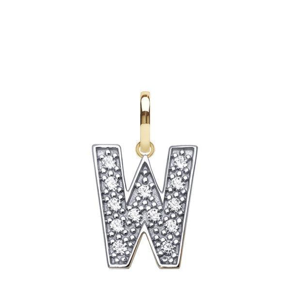 Cubic Zirconia Necklace - 9ct Yellow Gold Cubic Zirconia Initial Pendant - by Hearts Forever Jewellers